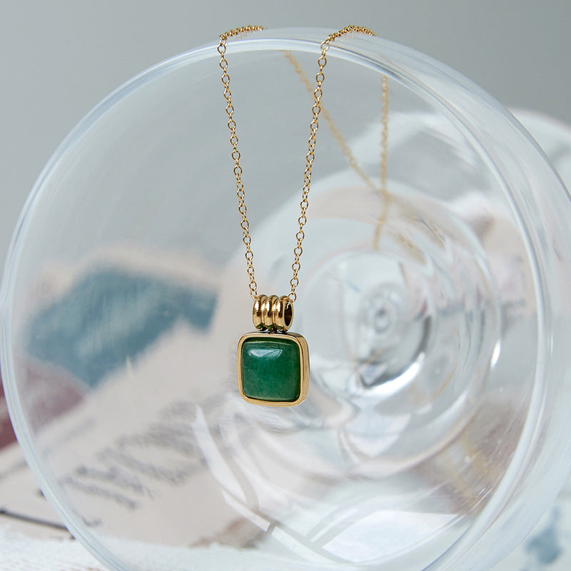 Aventurine dainty Pendant necklace Wander + Pray
