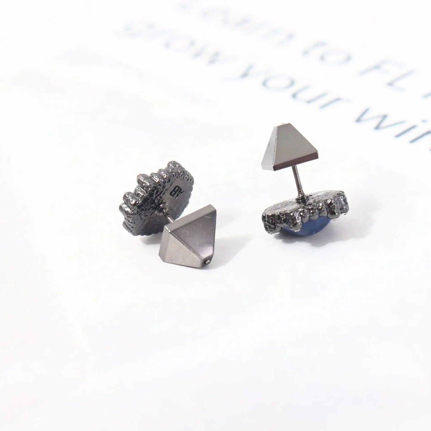 Gunmetal Lapis Lazuli Ear Studs Wander + Pray