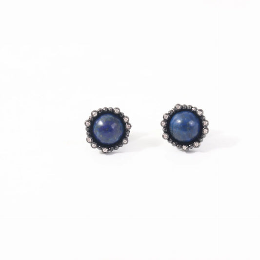 Gunmetal Lapis Lazuli Ear Studs Wander + Pray