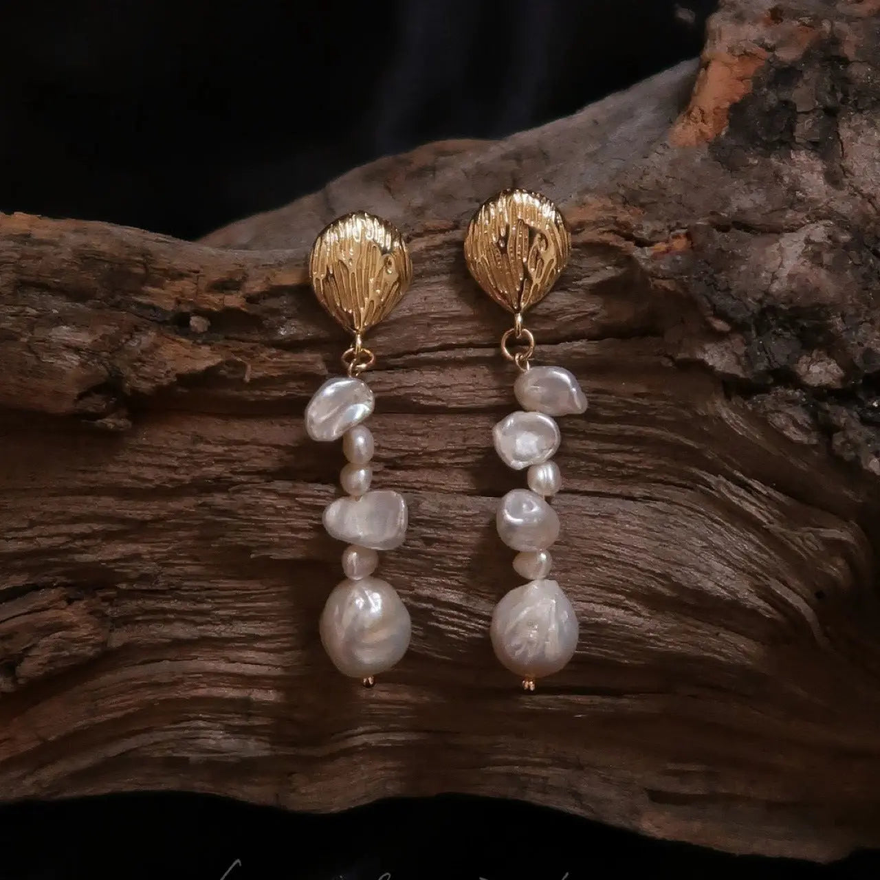 Baroque Natural Pearl Chain Earring Wander + Pray