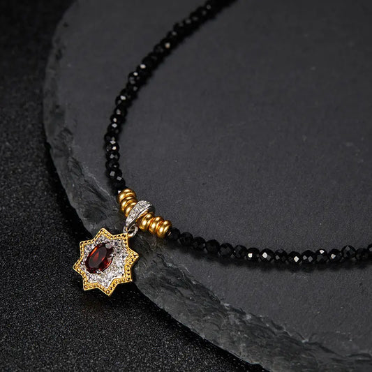 Celestial Star Garnet Necklace Wander + Pray