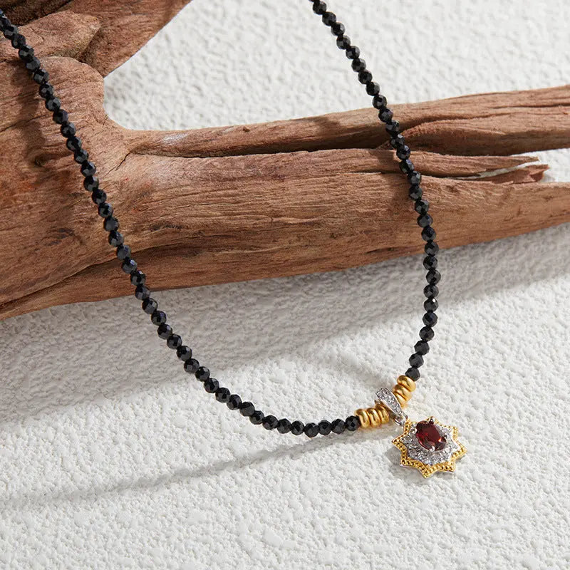 Celestial Star Garnet Necklace Wander + Pray