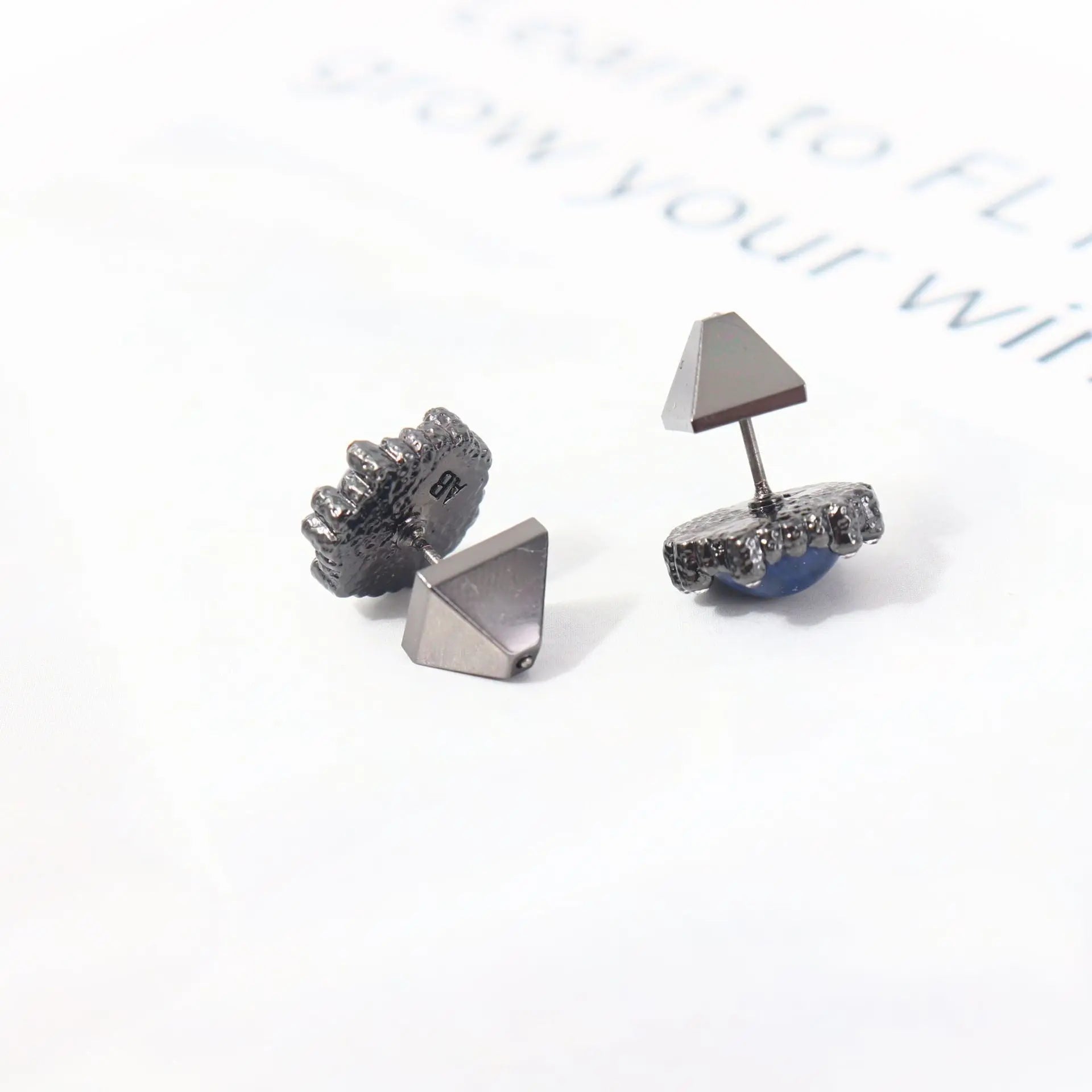 Gunmetal Lapis Lazuli Ear Studs Wander + Pray