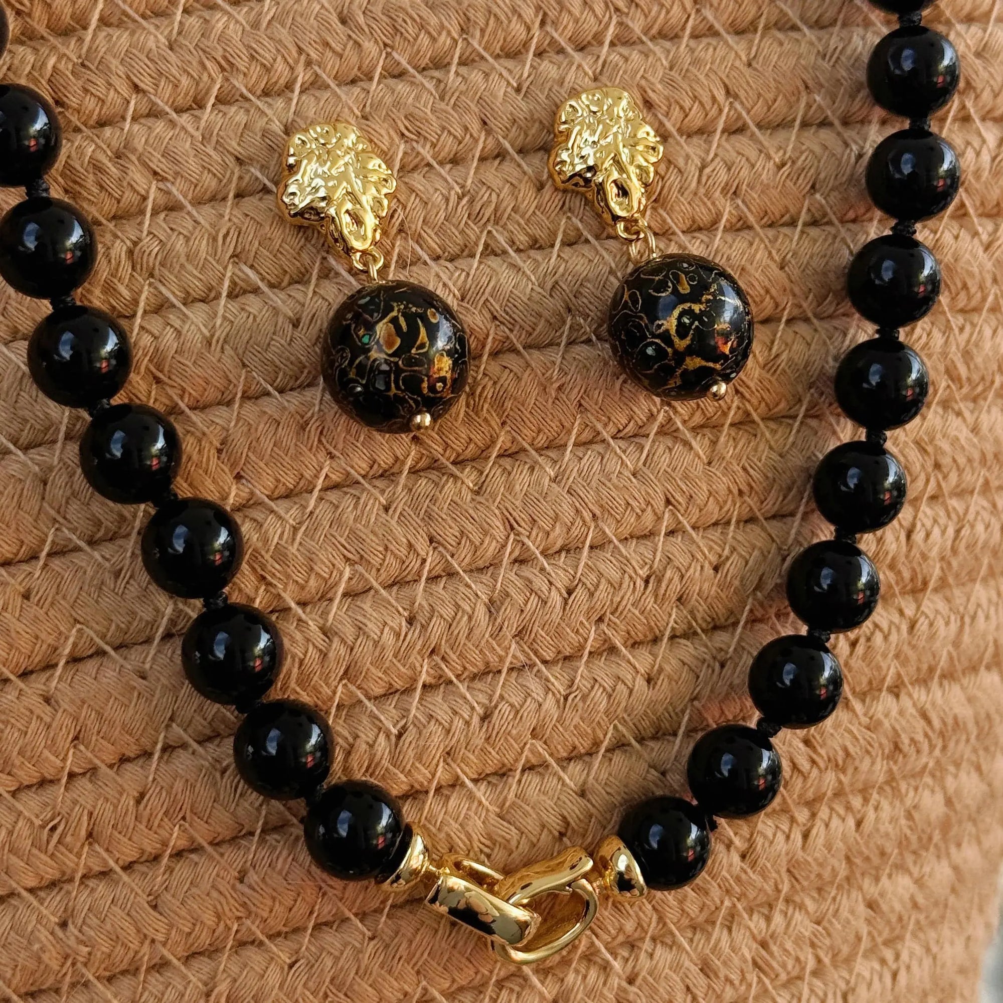 Black agate beaded Necklace - Wander + Pray