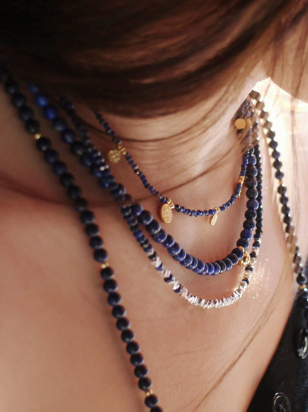 lapis lazuli + Gold bead necklace - Wander + Pray