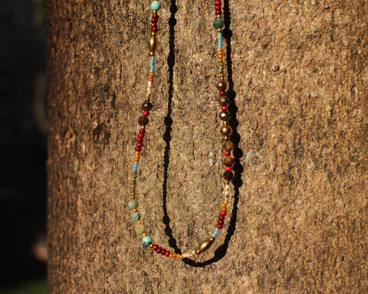 Turquoise Mix beaded necklace Wander + Pray