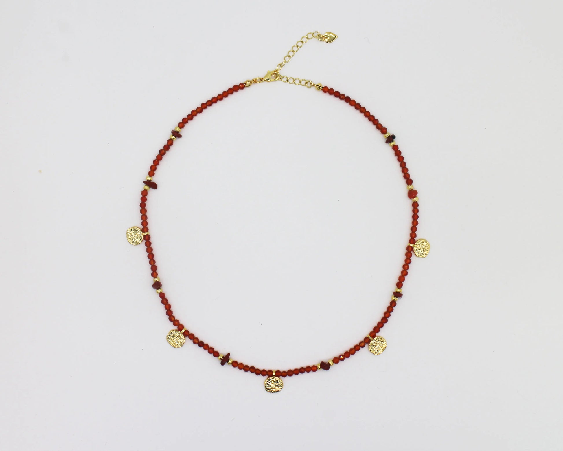 Red agate and Jasper collar necklace with coins Wander + Pray