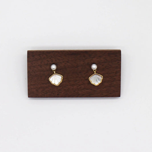 Sea Shell Earrings with mini Pearl Wander + Pray