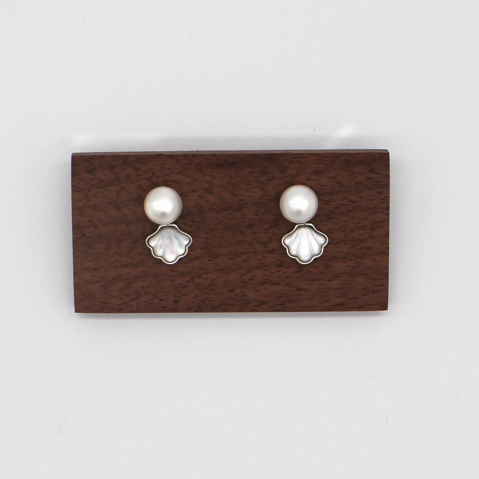 Sea Shell earrings with 7mm fresh-water pearl Wander + Pray