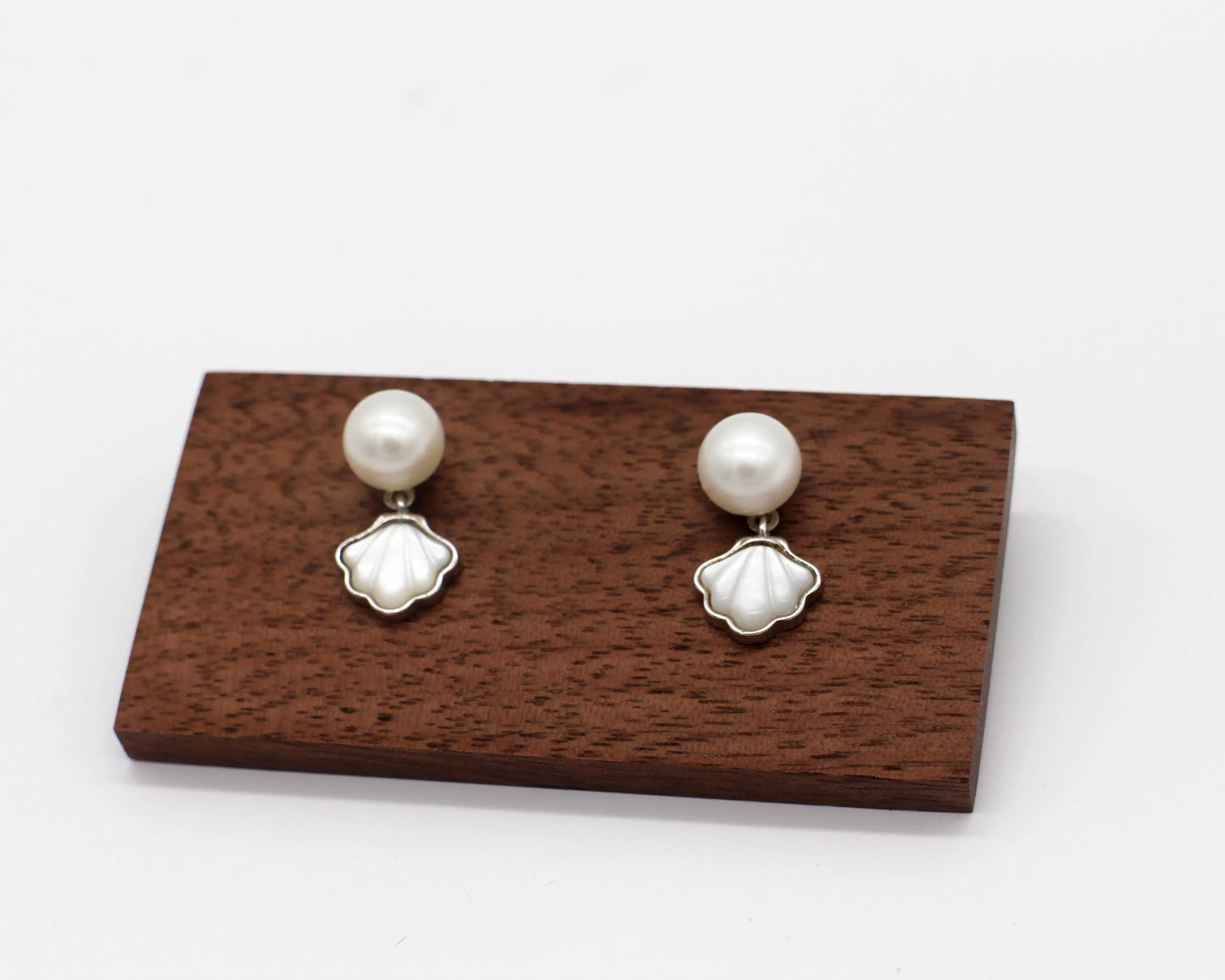 Sea Shell earrings with 7mm fresh-water pearl Wander + Pray