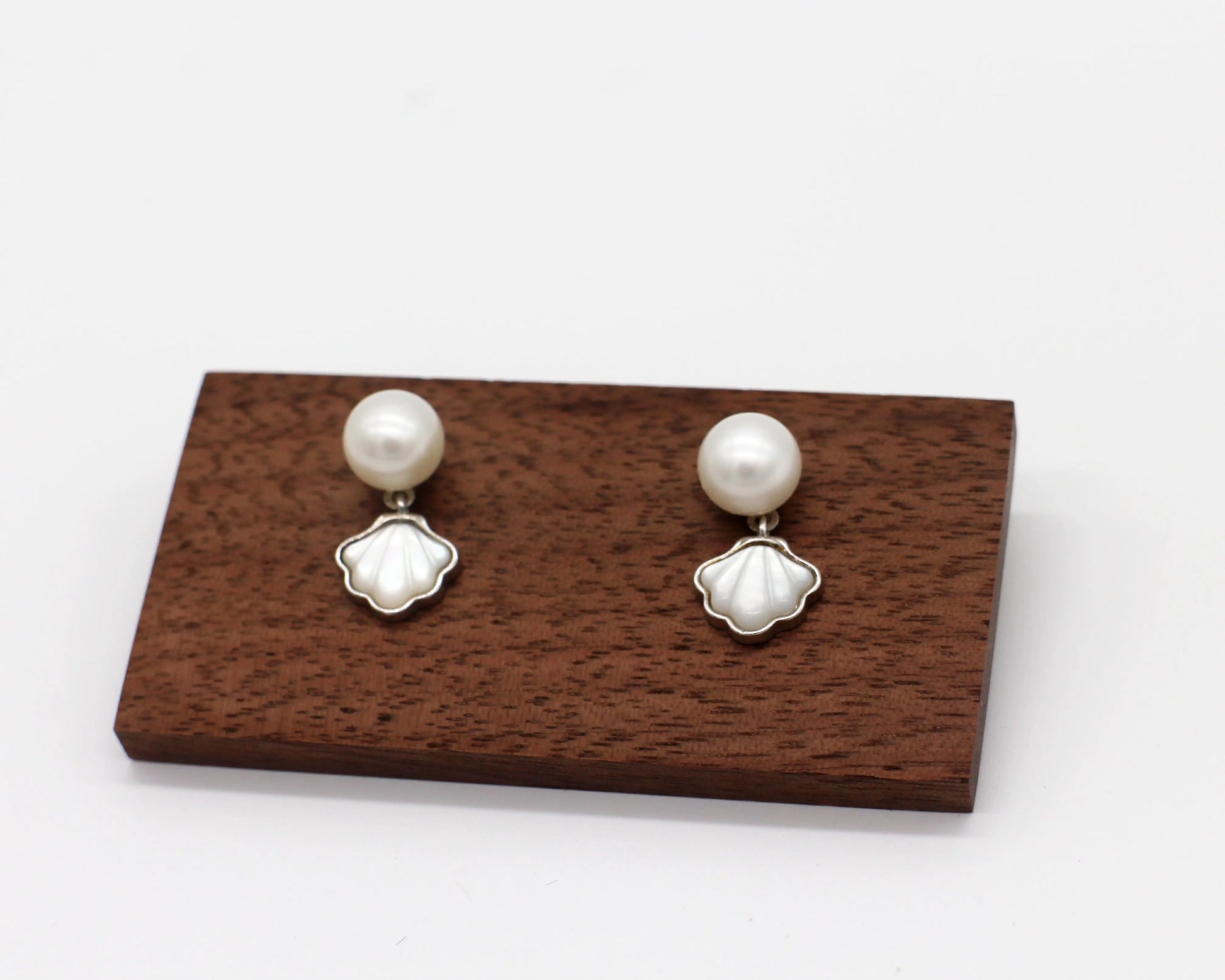 Sea Shell earrings with 7mm fresh-water pearl Wander + Pray