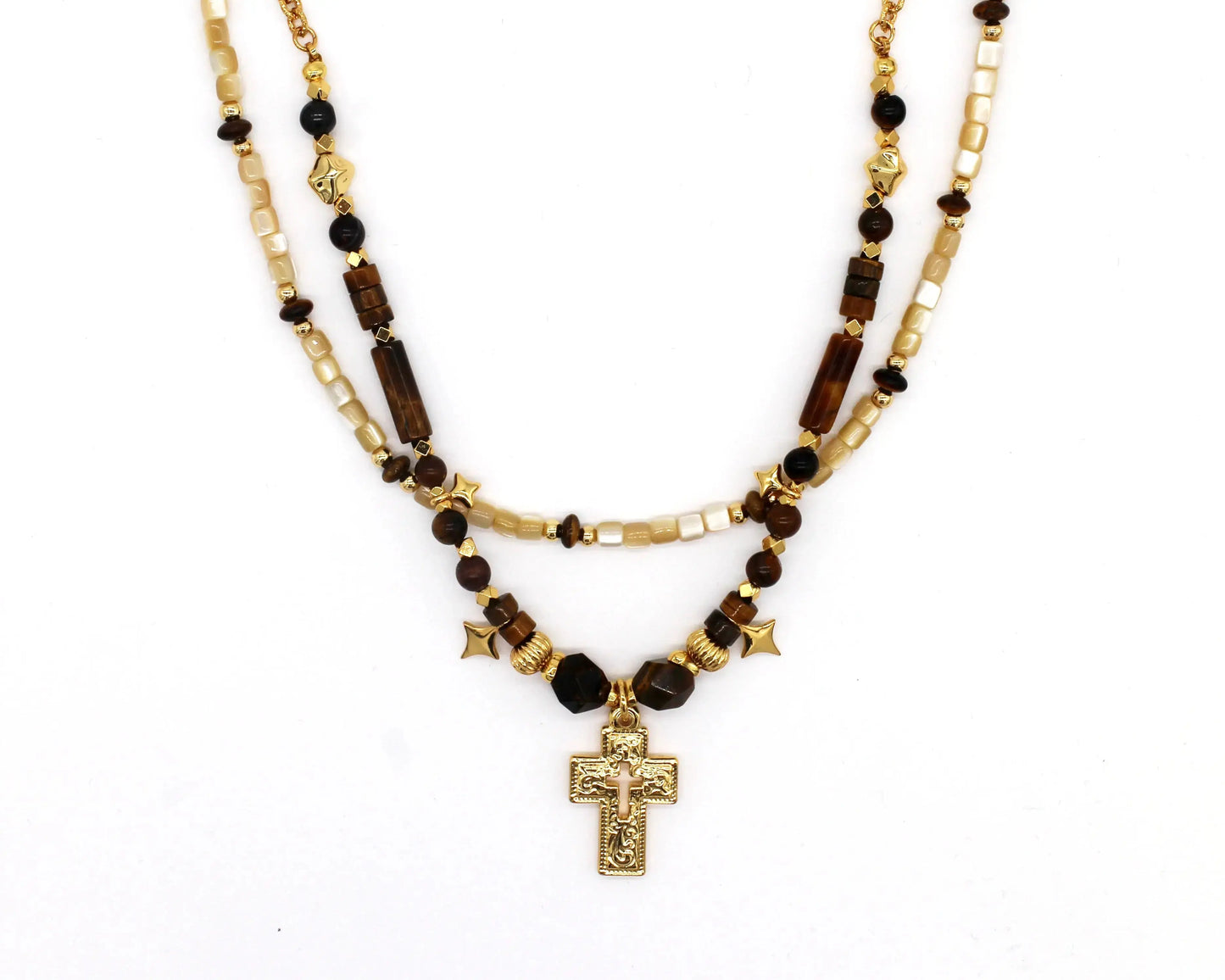 Barrel beads Shell Necklace Wander + Pray