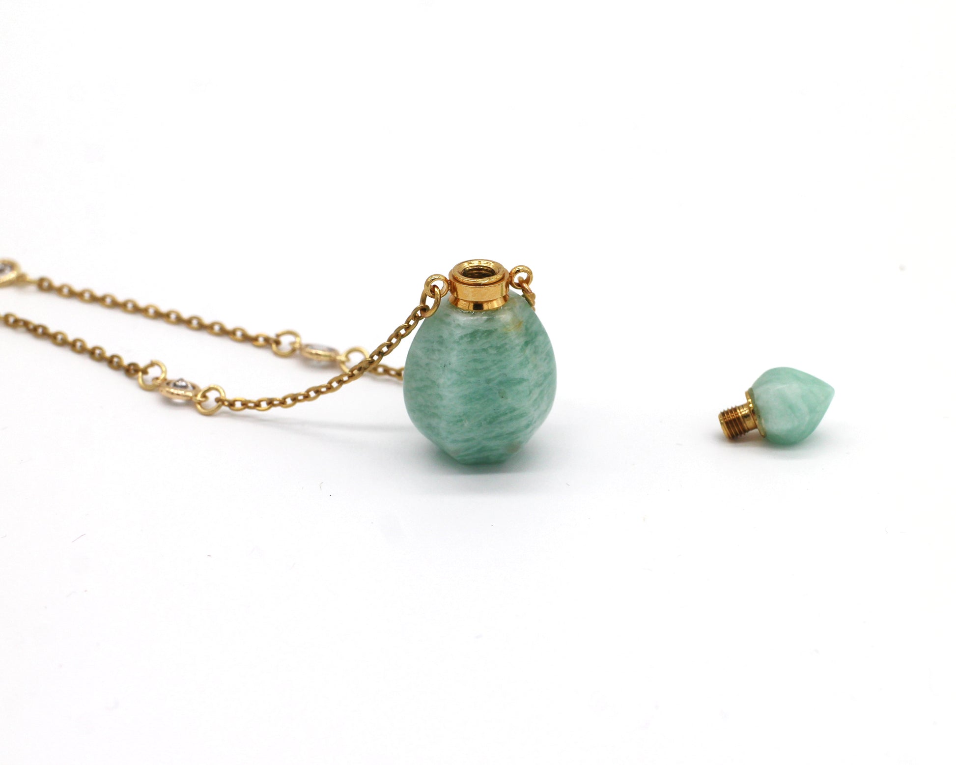 Green Bottle Necklace set Wander + Pray