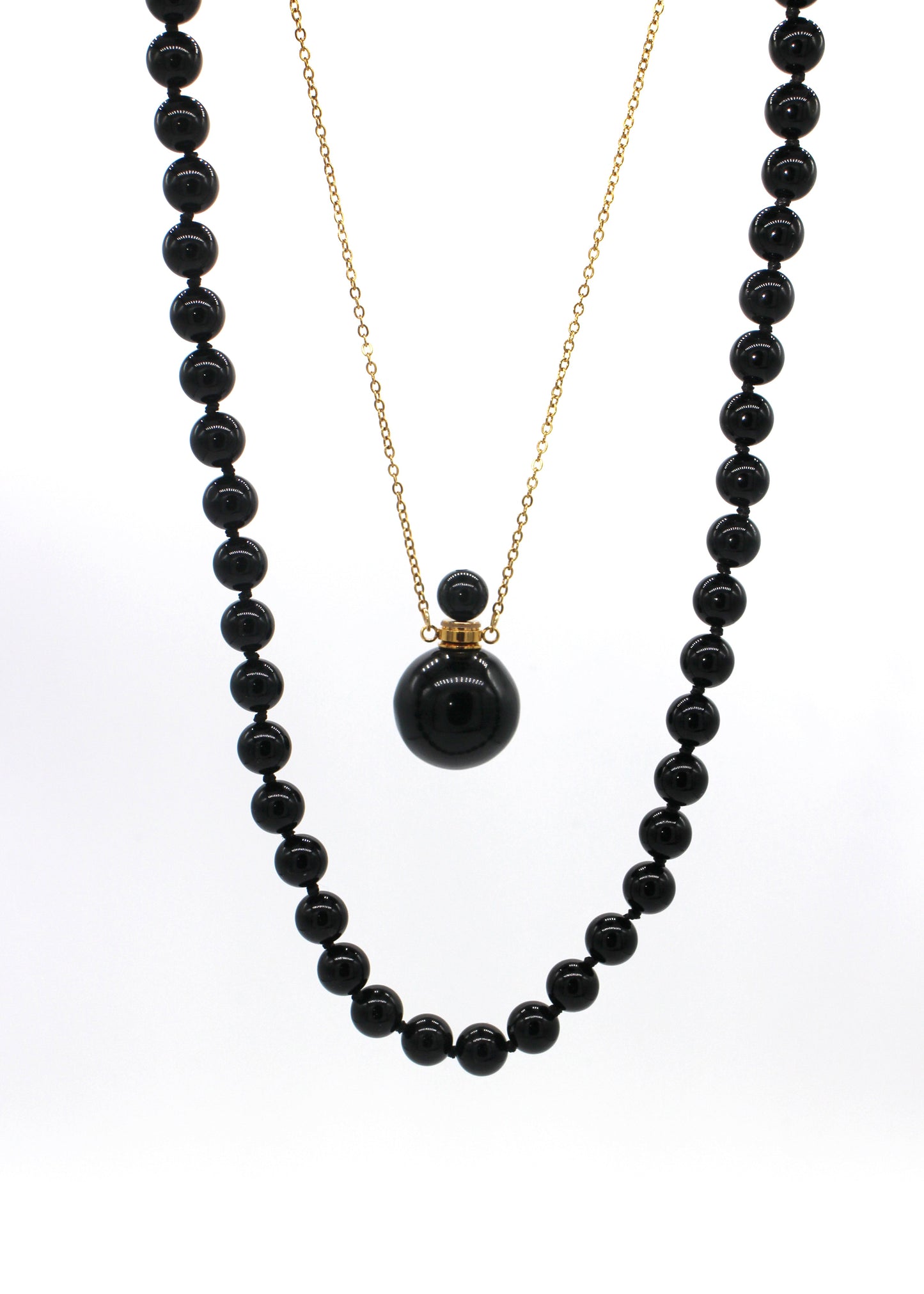 Black Bottle Necklace Set Wander + Pray