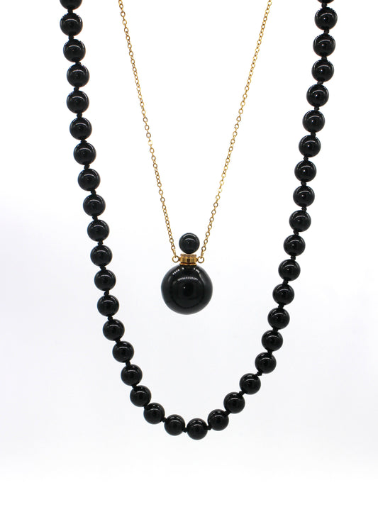 Black Bottle Necklace Set Wander + Pray