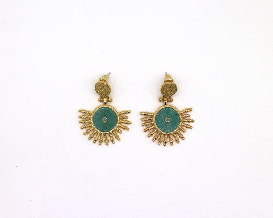 Amazonite Sun Earrings with 18K gold plating Wander + Pray