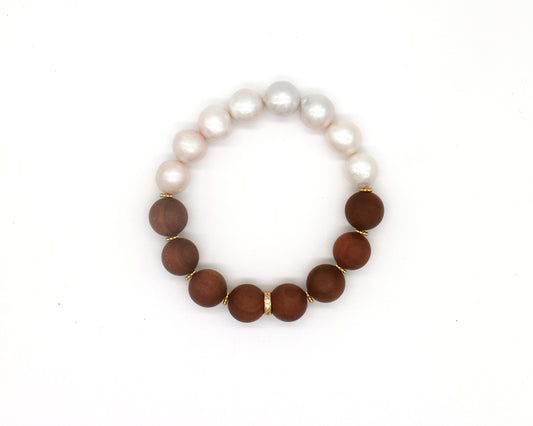 Premium Sandalwood+Natural Pearl Bracelet Wander + Pray