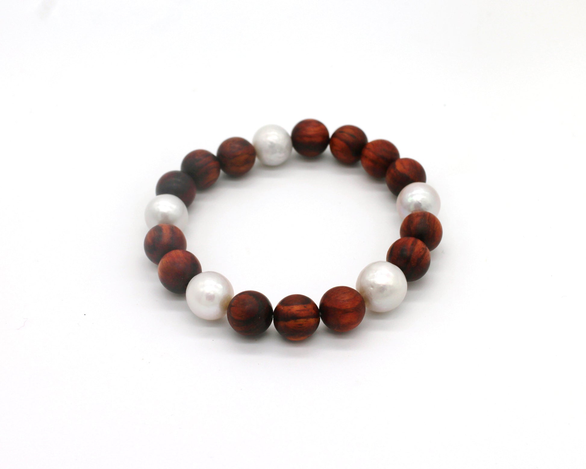 8mm Hainan Rosewood & Iridescent Pearl Bracelet Wander + Pray