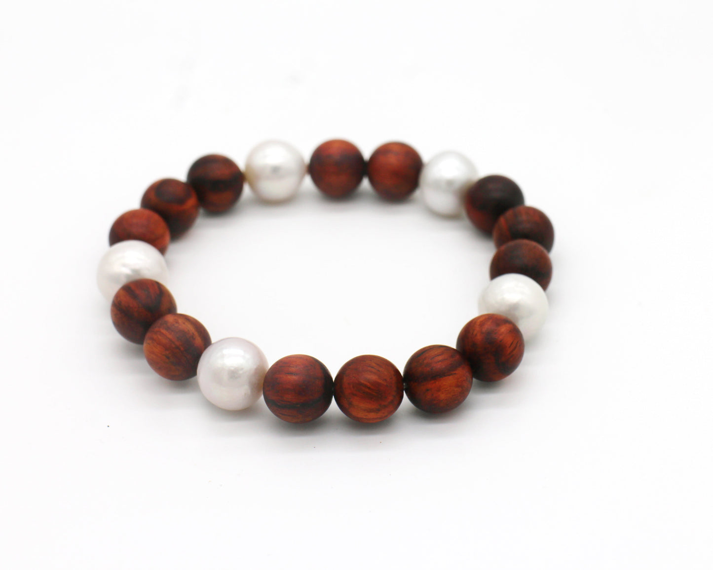 8mm Hainan Rosewood & Iridescent Pearl Bracelet Wander + Pray