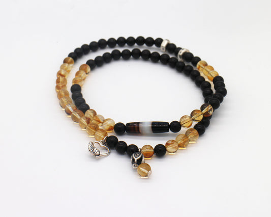 8mm Small-Leaf Sandalwood and Yellow Topaz Bracelet Wander + Pray