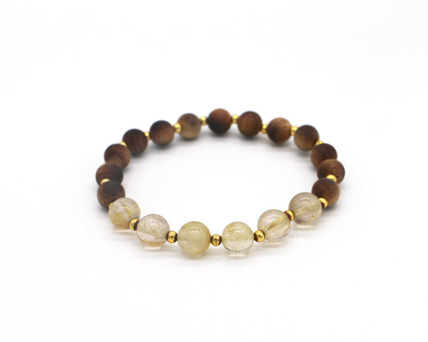 Agarwood Beads & Rutilated Quartz Bracelet Wander + Pray