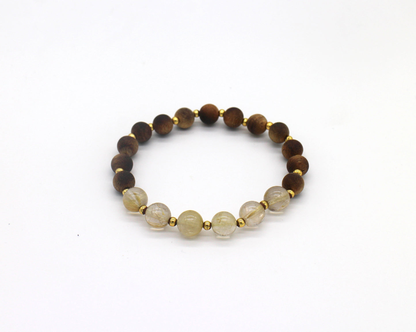 Agarwood Beads & Rutilated Quartz Bracelet Wander + Pray