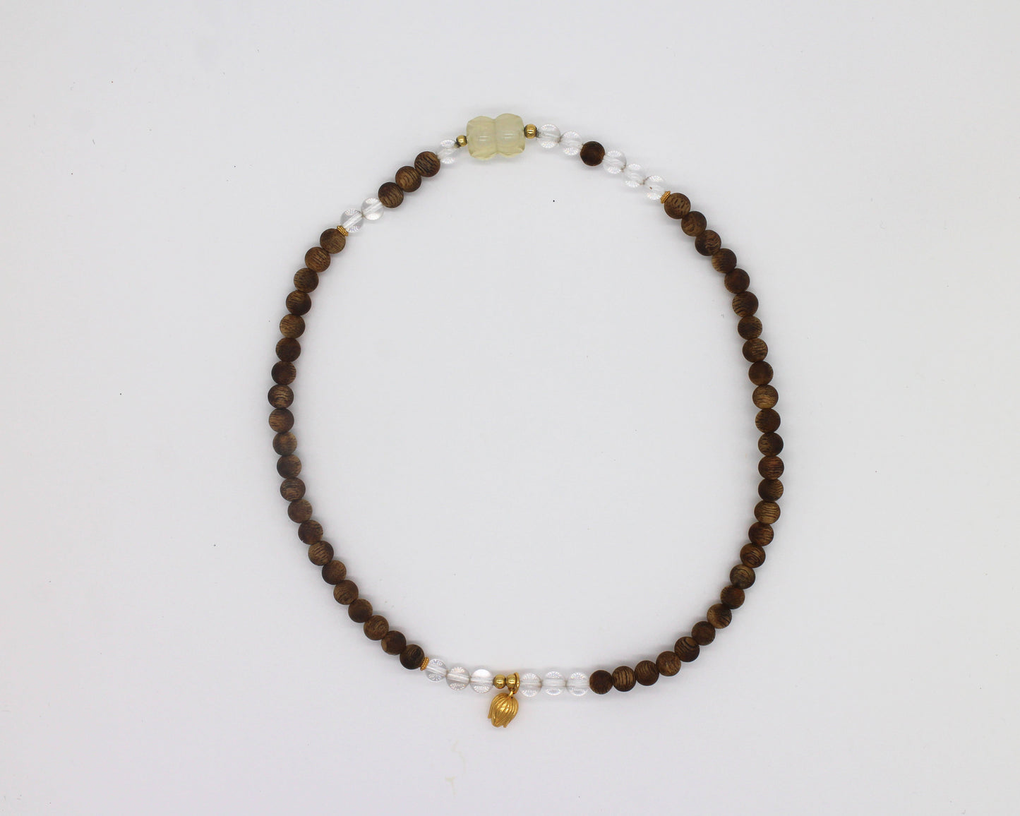 High-Quality Agarwood Bead Bracelet with Clear Crystal Wander + Pray