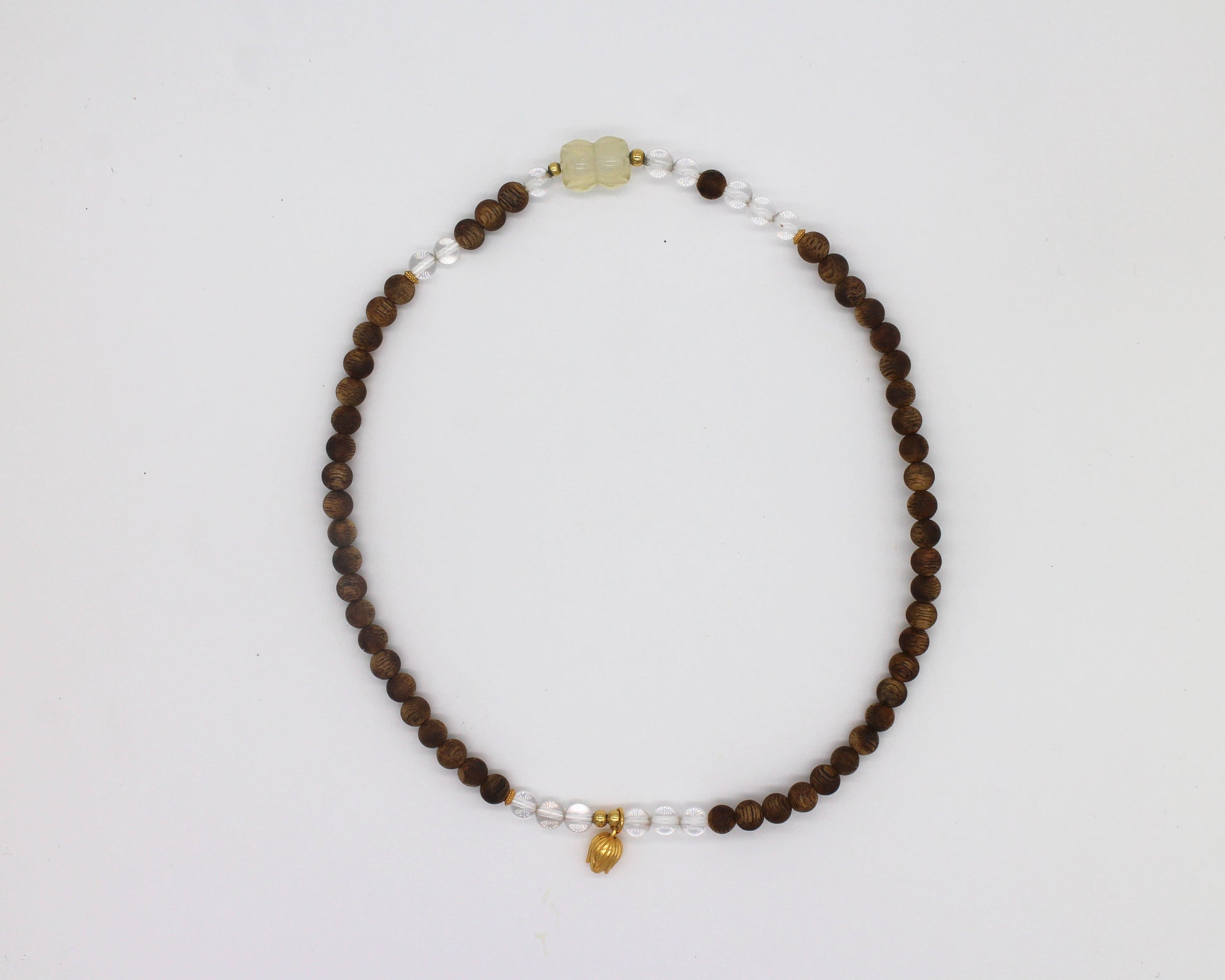 High-Quality Agarwood Bead Bracelet with Clear Crystal Wander + Pray