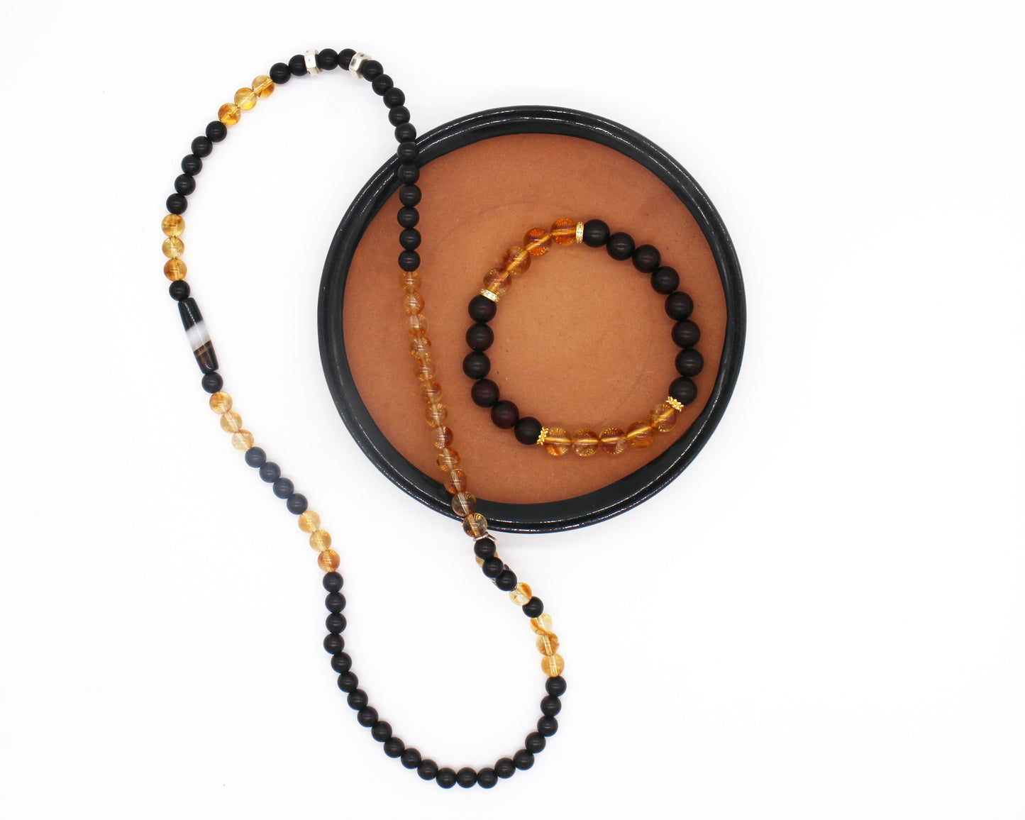 8mm Small-Leaf Sandalwood and Yellow Topaz Bracelet Wander + Pray