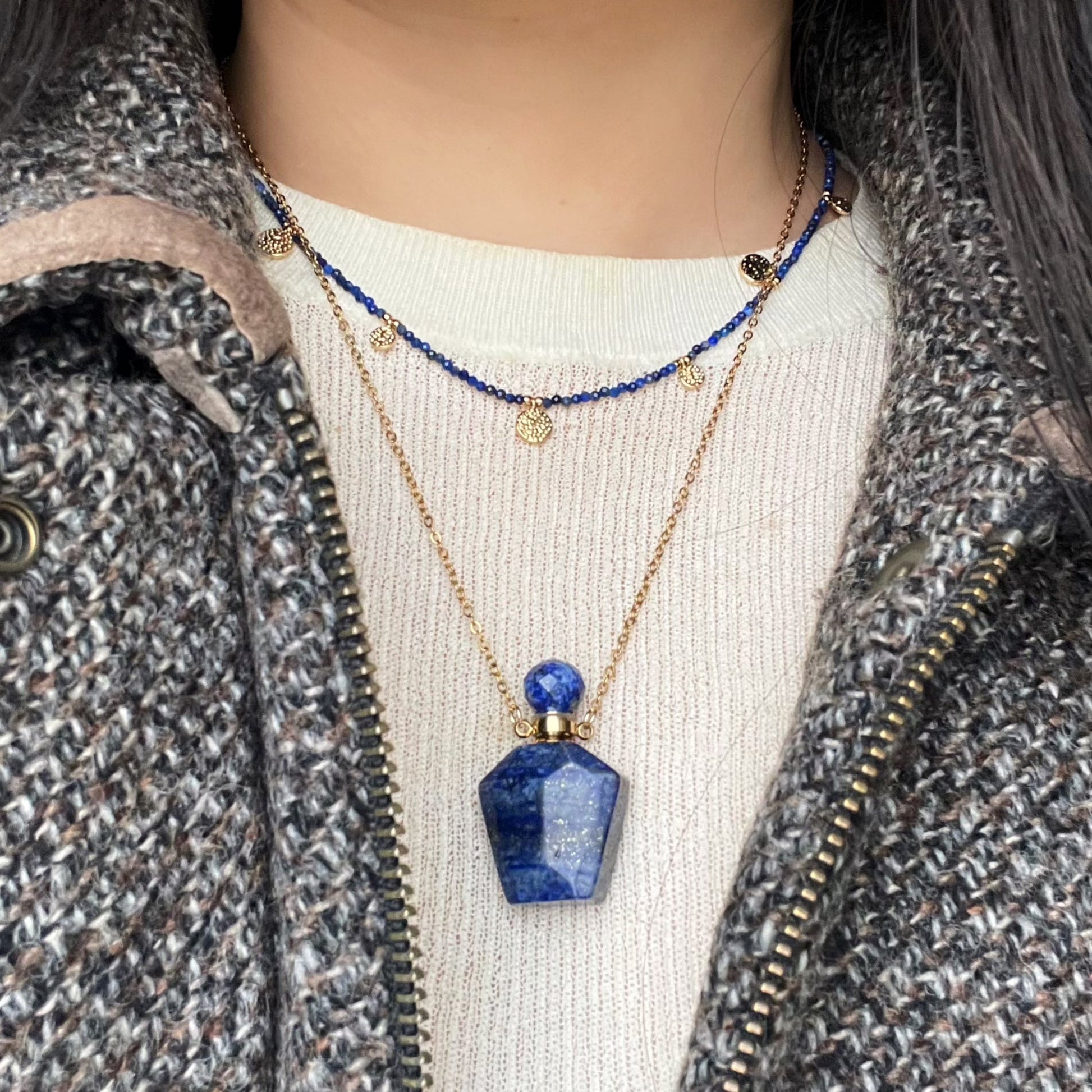 Blue Bottle Necklace Set Wander + Pray