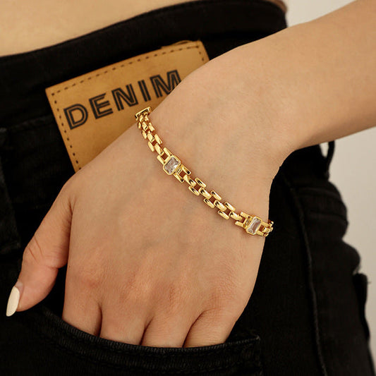 Gold and Zircon Bracelet Wander + Pray