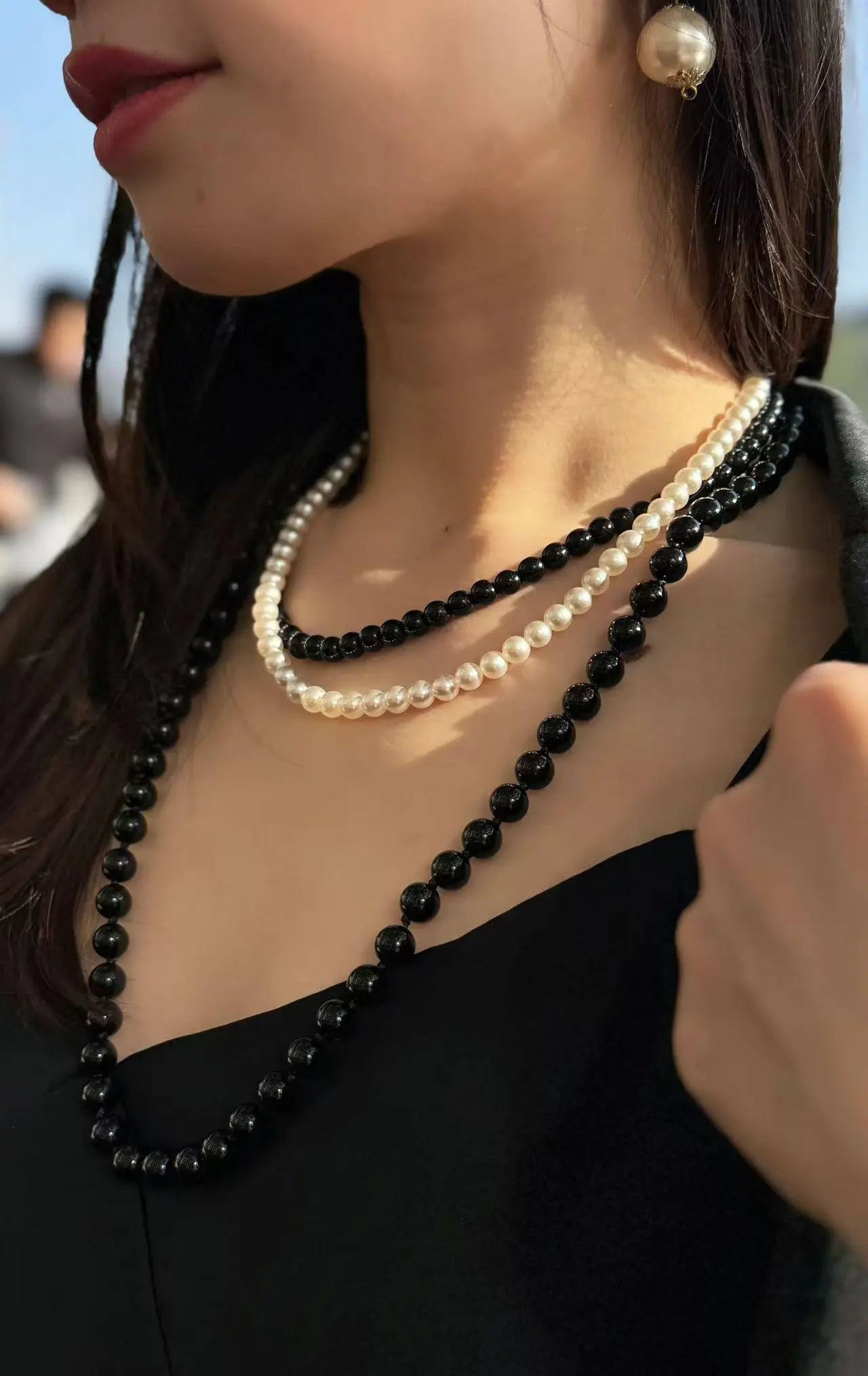 Black agate beaded Necklace - Wander + Pray